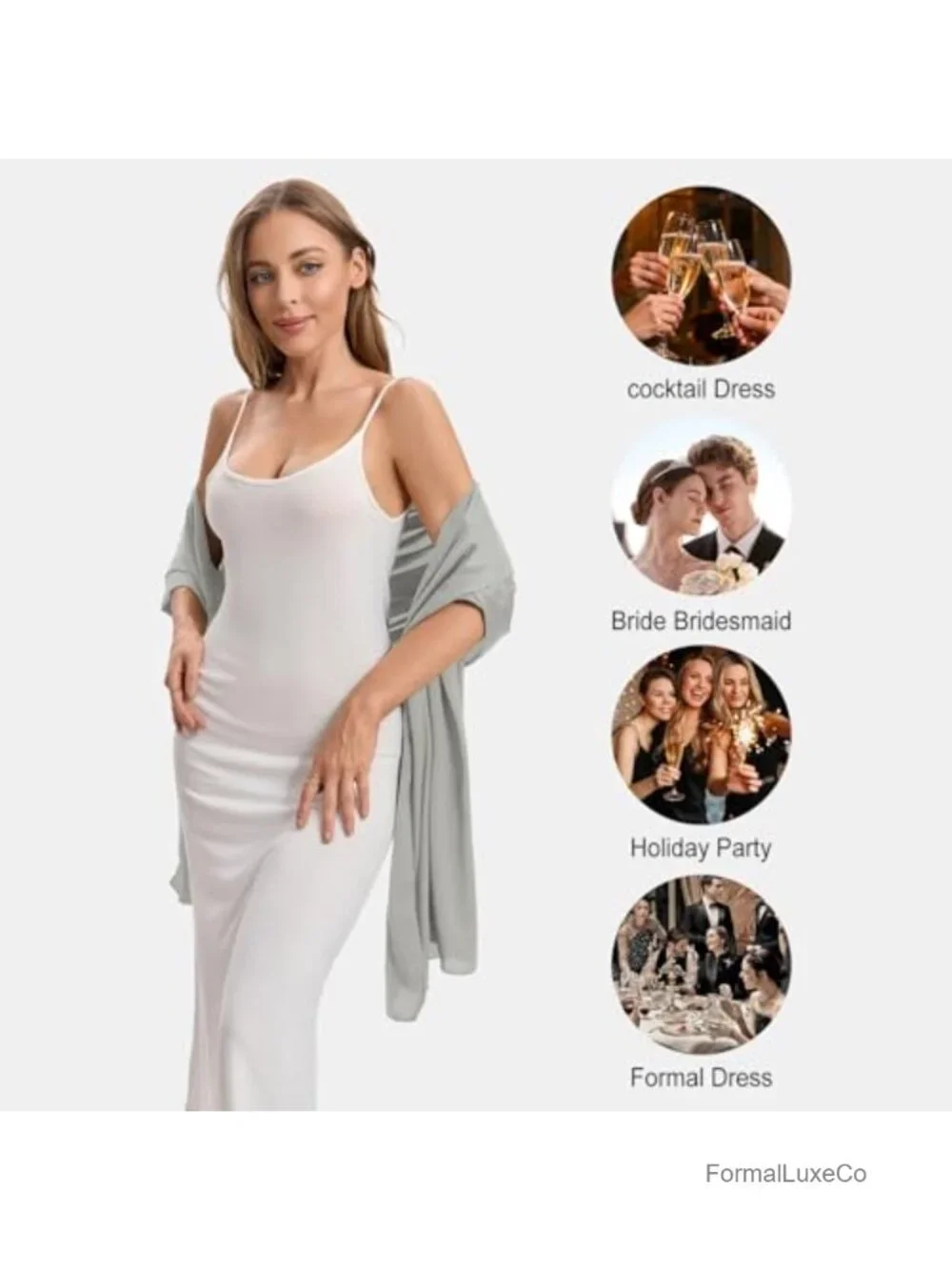Satin Shawl Wrap with Buckle Evening Formal Wedding Cover Up